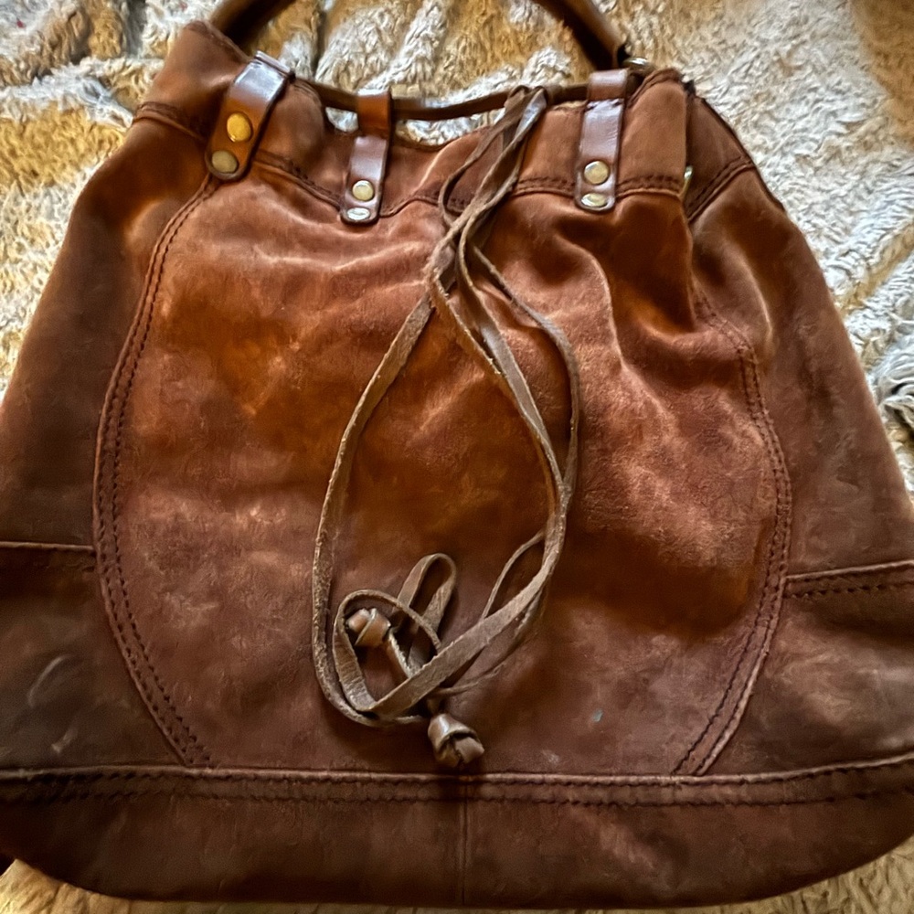 Lucky Brand Rich Brown Suede Hobo Bag
